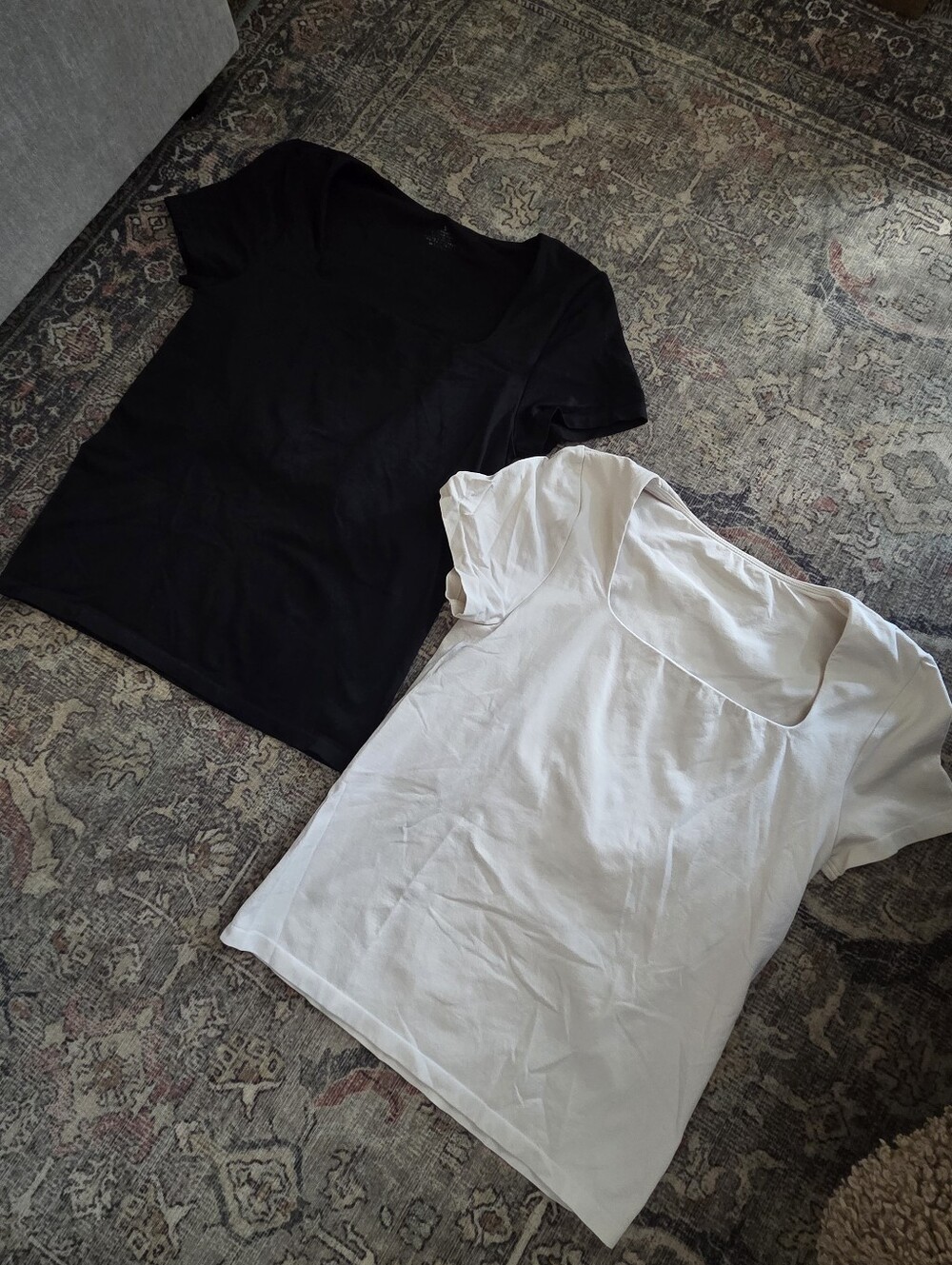 Black & White Short Sleeve Tops - Classic Scoop Neck Duo